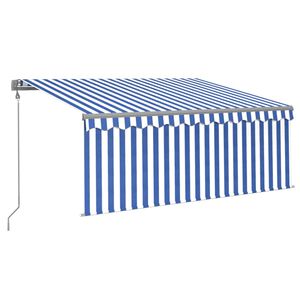 vidaXL Copertină automată cu stor&LED&senzor v&acirc;nt albastru&alb 3x2,5 m