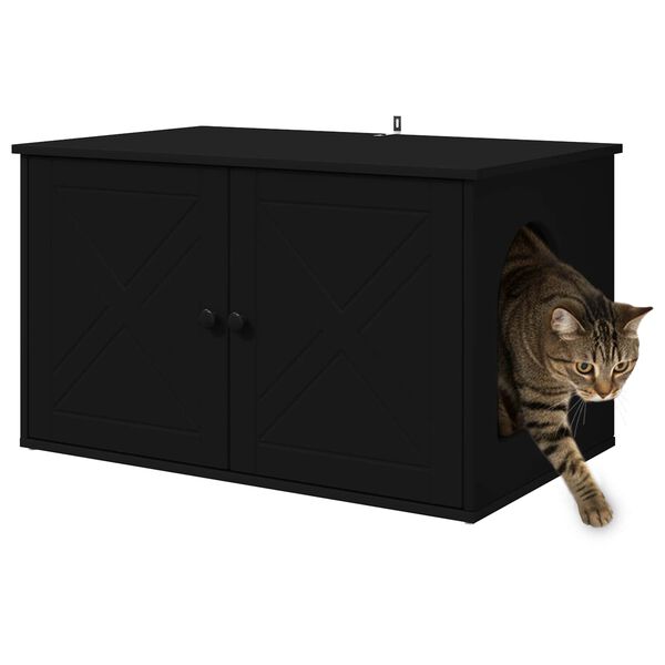 vidaXL Casa pentru pisici Negru 85 x 55 x 50,5 cm Lemn compozit
