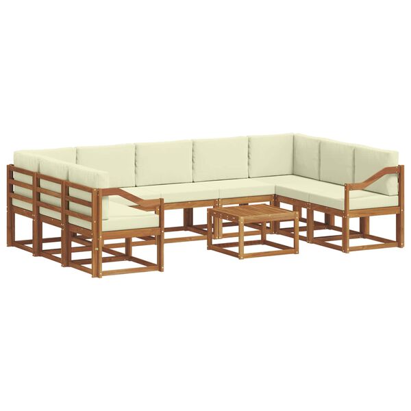 vidaXL Set de canapele de exterior cu pernă 10 pcs Natural și Crem