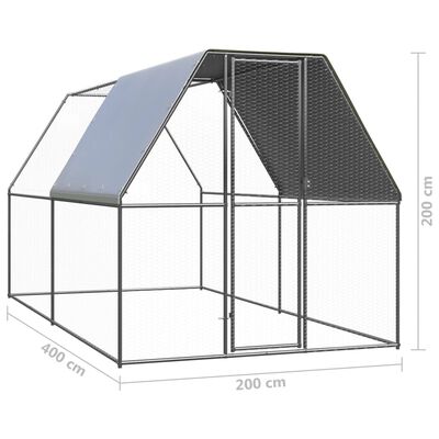 vidaXL Coteț de exterior pentru păsări, 2x4x2 m, oțel zincat