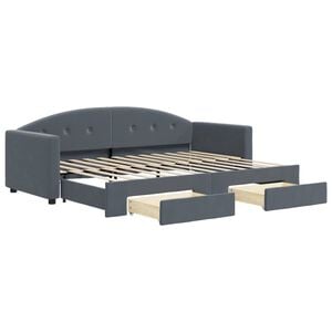 vidaXL Pat de zi cu extensie și sertare gri &icirc;nchis 80x200 cm catifea