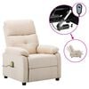 vidaXL Scaun de masaj electric, material textil crem
