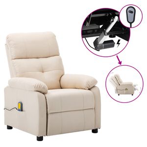 vidaXL Scaun de masaj electric, material textil crem