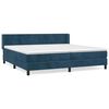 vidaXL Pat box spring cu saltea, albastru &icirc;nchis, 200x200 cm, catifea
