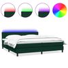 vidaXL Pat cu arcuri cu saltea și LED, verde &icirc;nchis, 180x220 cm, catifea