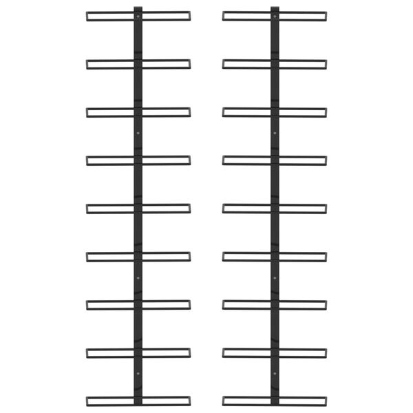 vidaXL Suporturi sticle de vin de perete 18 sticle 2 buc. negru fier