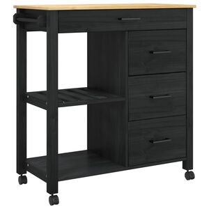 vidaXL Troler de Bucătărie MONZA Negru 84 x 40 x 88,5 cm