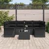 vidaXL Set de canapele pentru grădină 7 pcs Negru Rattan poli