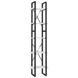 vidaXL Bibliotecă cu 5 rafturi, alb, 40x30x175 cm, lemn masiv de pin