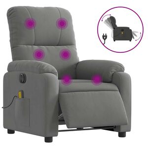 vidaXL Fotoliu de masaj rabatabil electric, gri &icirc;nchis, microfibră