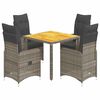 vidaXL Set bistro de grădină cu perne, 5 piese, gri, poliratan