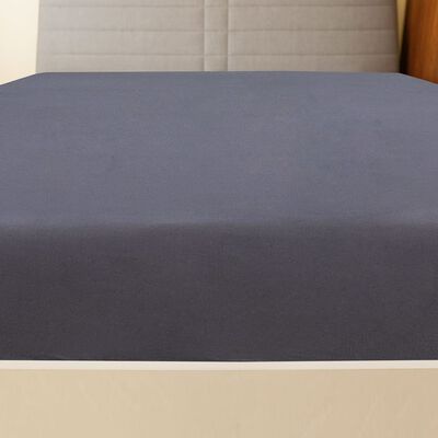 vidaXL Cearșaf de pat cu elastic, 2 buc., antracit, 140x200 cm, bumbac