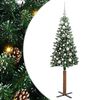 vidaXL Brad de Crăciun subțire Verde 150 cm PVC și lemn de PIN masiv