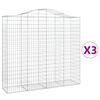 vidaXL Coșuri gabion arcuite 3 buc, 200x50x180/200 cm, fier galvanizat