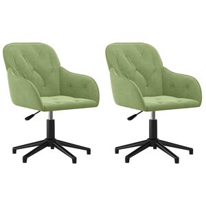 vidaXL Scaune de bucătărie pivotante, 2 buc., verde deschis, catifea