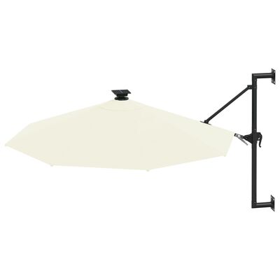 vidaXL Umbrelă soare montaj pe perete LED stâlp metal nisipiu 300 cm