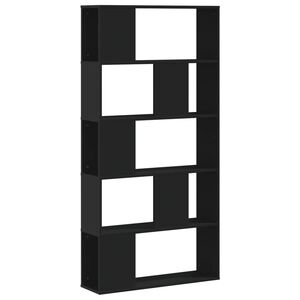 vidaXL Bibliotecă cu 5 niveluri negru 80,5x23,5x162,5cm lemn prelucrat