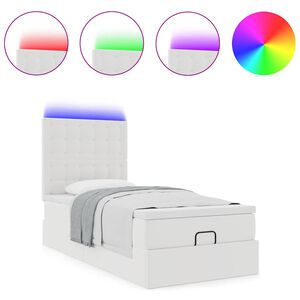 vidaXL Cadru de pat otoman cu saltea alb 90x200cm piele artificială