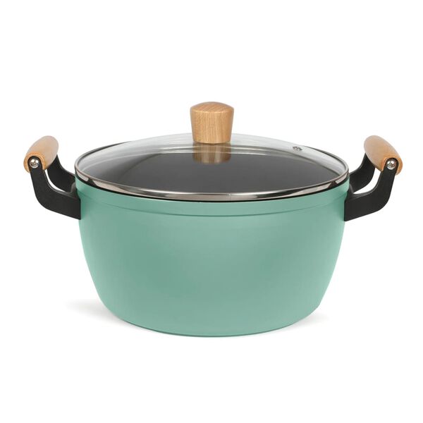Livoo Cratiță cu m&acirc;nere din lemn, verde, 24 cm, 5 L