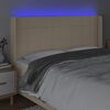 vidaXL Tăblie de pat cu LED, crem, 163x16x118/128 cm, textil