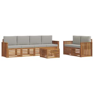 vidaXL Set de canapele de exterior 7 buc. Natural și gri deschis