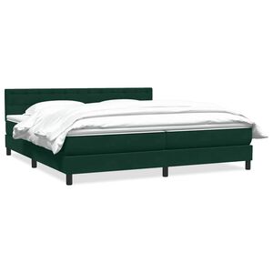 vidaXL Pat box spring cu saltea, verde &icirc;nchis, 180x220 cm, catifea