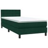 vidaXL Pat box spring cu saltea, verde &icirc;nchis, 80x220 cm, catifea