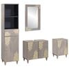 vidaXL Set dulap baie 4 buc. Gri Lemn de mango solid
