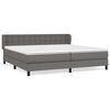 vidaXL Pat cu arcuri, cu saltea, gri, 200x200 cm, piele ecologică