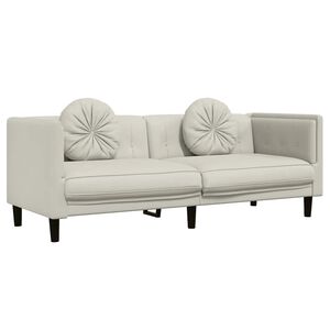 vidaXL Canapea cu perne, 3 locuri, crem, catifea