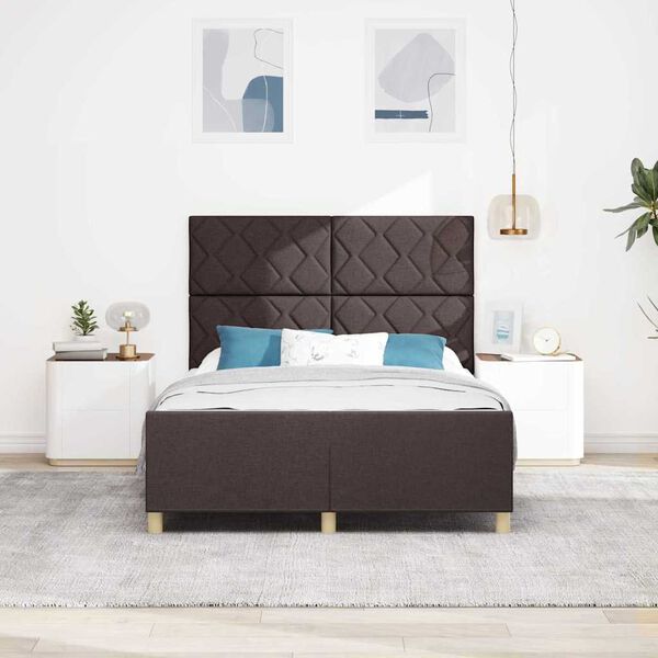 vidaXL Cadru de pat cu headboard Maro &icirc;nchis 160 x 200 cm țesătură