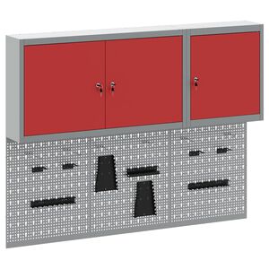 vidaXL Set dulap de unelte 5 buc. Roșu Oțel vopsit electrostatic