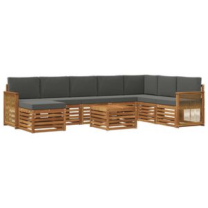 vidaXL Set de canapele de exterior cu pernă 7 pcs Natural și Antracit