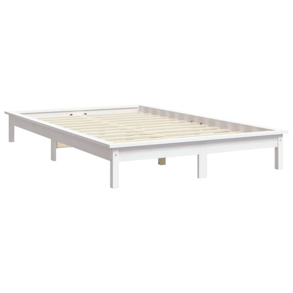 vidaXL Cadru de pat Super King, alb, 180x200 cm, lemn masiv de pin