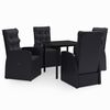 vidaXL Set masă pentru grădină, 5 piese, cu perne, negru