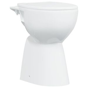 vidaXL Toaletă fără bord 7 cm &icirc;nălțime suplimentară &icirc;nchidere ușoară ceramică albă