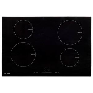 vidaXL Plită inducție 4 arzătoare control tactil, sticlă 77 cm 7000 W