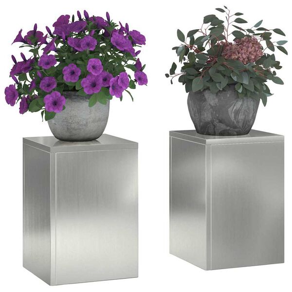vidaXL Suport pentru plante 2 pcs Argintiu 24 x 24 x 35 cm
