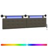 vidaXL Tăblie de pat suspendată Cu lumină LED Gri Piele artificială