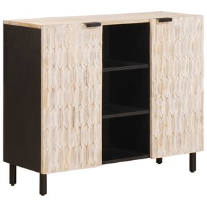 vidaXL Bufet Finisaj Alb Spălat 90 x 33 x 75 cm Lemn de mango solid