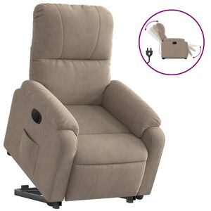 vidaXL Fotoliu rabatabil electric cu ridicare, gri taupe, microfibră