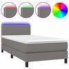 vidaXL Pat cu arcuri, saltea și LED, gri &icirc;nchis, 90x200 cm, textil