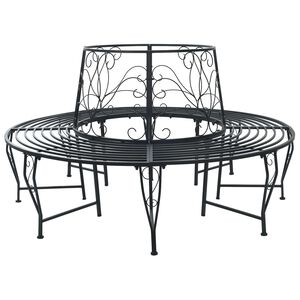 vidaXL Bancă cu arbori 8-Număr de locuri &Oslash; 160 x 89 cm Oțel Negru
