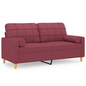 vidaXL Canapea cu 2 locuri cu pernuțe, roșu vin, 140 cm, textil