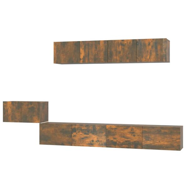 vidaXL Set dulapuri TV, 5 piese, stejar fumuriu, lemn prelucrat