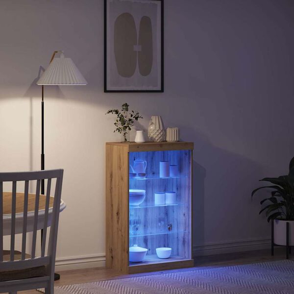 vidaXL Bufet LED Stejar Artizanal 60,5 x 37 x 100 cm Lemn compozit