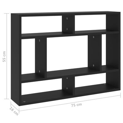 vidaXL Raft de perete, negru ,75x16x55 cm, PAL