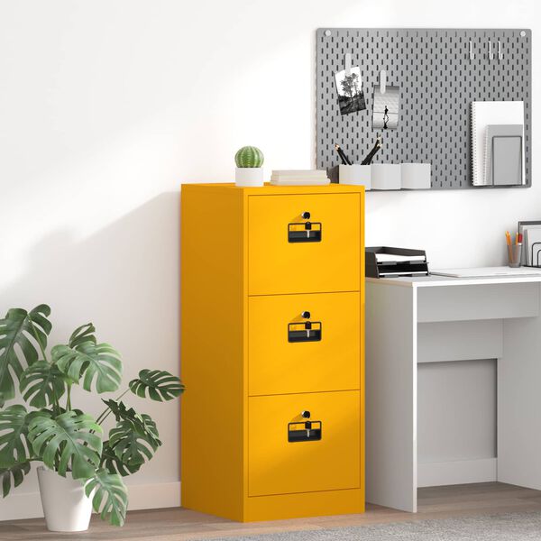 vidaXL Dulap pentru Fișiere cu raft Galben muștar 45,5 x 42 x 106,5 cm