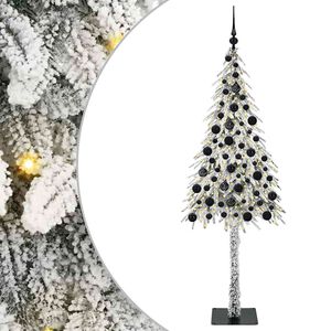 vidaXL Brad de Crăciun cu 300 LED cu suport Alb 180 cm PE și Oțel