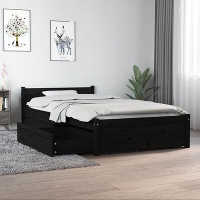 vidaXL Cadru de pat cu sertare Single, negru, 90x190 cm